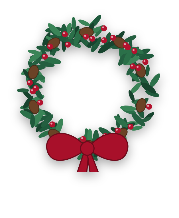 Holiday wreath with a red bow